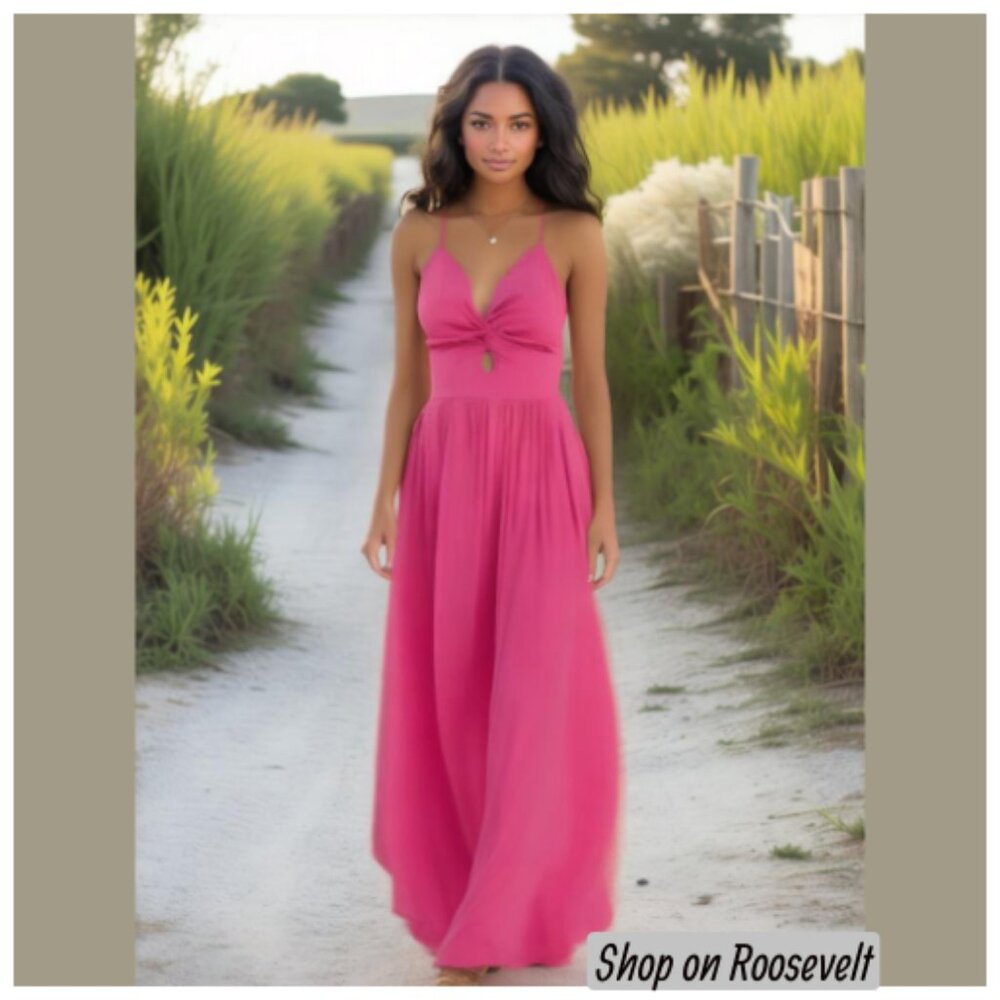 Cupshe Summer Knotted Keyhole Maxi Dress Med NWT